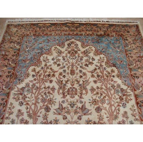 Ahmedani Excellent Tree of Life Peace Birds Wool Silk Hand Knotted Carpet 10.4' x 7.2' Area Rug - Multi-Colour