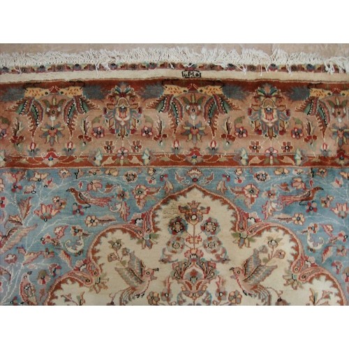 Ahmedani Excellent Tree of Life Peace Birds Wool Silk Hand Knotted Carpet 10.4' x 7.2' Area Rug - Multi-Colour