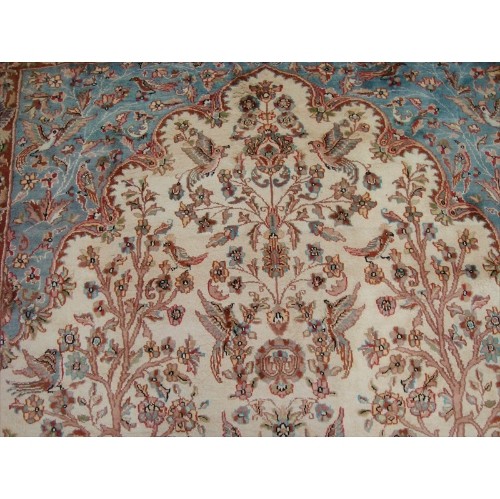 Ahmedani Excellent Tree of Life Peace Birds Wool Silk Hand Knotted Carpet 10.4' x 7.2' Area Rug - Multi-Colour