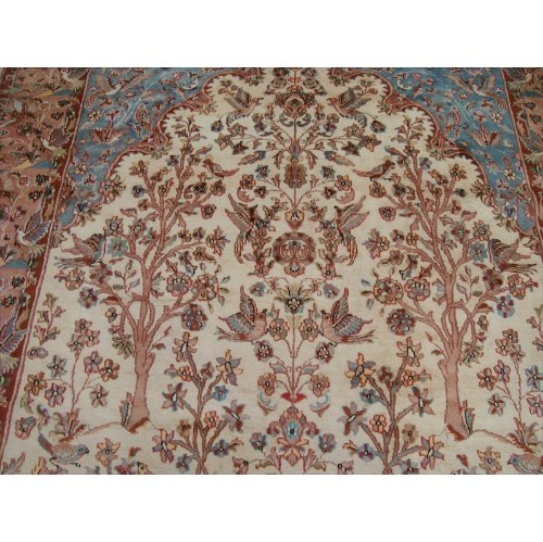 Ahmedani Excellent Tree of Life Peace Birds Wool Silk Hand Knotted Carpet 10.4' x 7.2' Area Rug - Multi-Colour