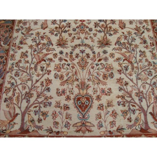 Ahmedani Excellent Tree of Life Peace Birds Wool Silk Hand Knotted Carpet 10.4' x 7.2' Area Rug - Multi-Colour