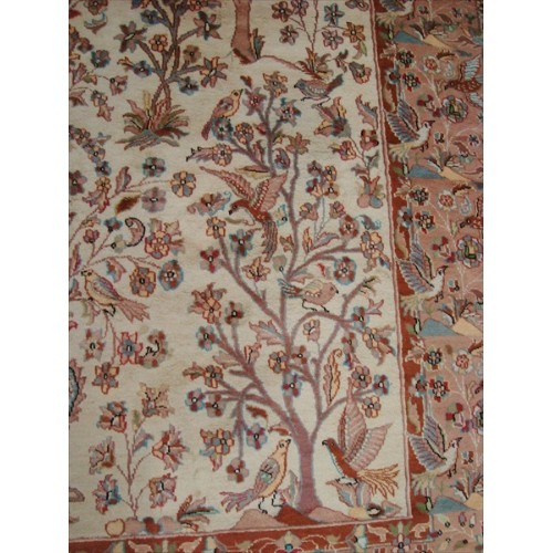 Ahmedani Excellent Tree of Life Peace Birds Wool Silk Hand Knotted Carpet 10.4' x 7.2' Area Rug - Multi-Colour