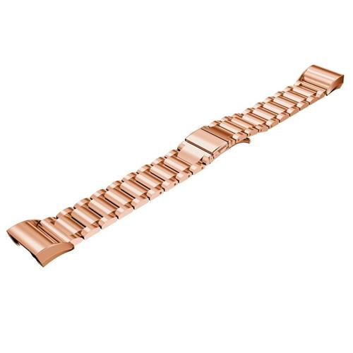 StrapsCo Stainless Steel Link Band for Fitbit Charge 2 in Rose Gold