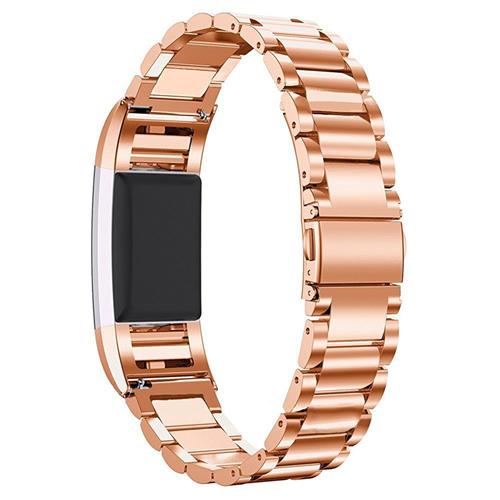 StrapsCo Stainless Steel Link Band for Fitbit Charge 2 in Rose Gold