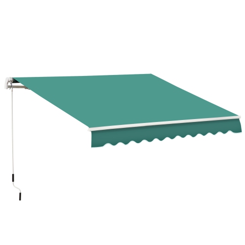 Image 1 de 9.. Auvent rétractable manuel Outsunny, abri pare-soleil, 10 x 8 pi, avec cadre en aluminium et protection UV pour porte de fenêtre de cour de terrasse,