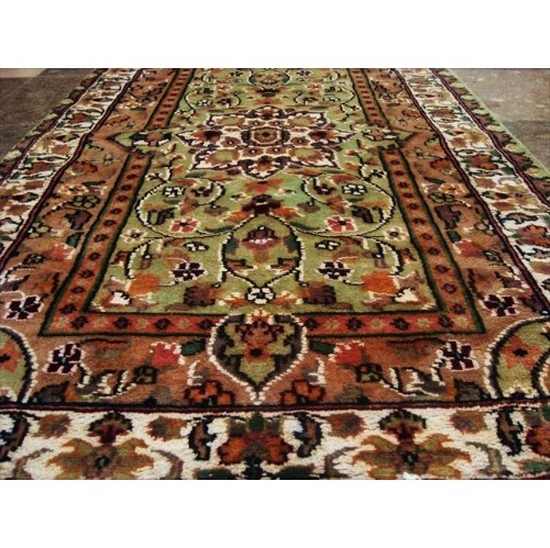Green Ivory Touch Excellent Designed Rectangle Area Rugs Hand Knotted Wool Silk Carpet'