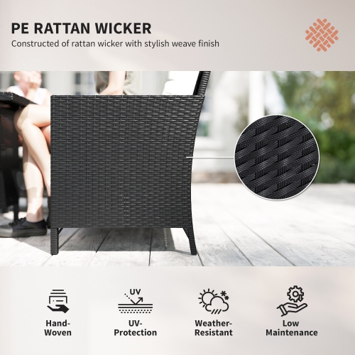 Ensemble de patio de 6 pièces en osier de patio/ensemble de meubles de jardin en rotin avec coussins, table de salle à manger et poufs, blanc