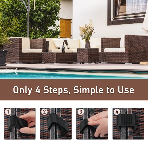 Outsunny Set of 10 Outdoor Furniture Clips, Rattan Furniture Connectors, Wicker Sectional Module Sofa Fasteners Clamps
