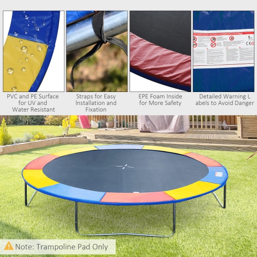 HOMCOM ⌀8ft Trampoline Pad ⌀96" Spring Safety Replacement Gym Bounce Jump Cover EPE Foam Colorful