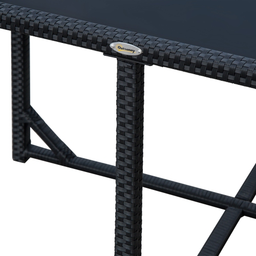 Outsunny 5 Pieces Wicker Patio Dining Set Outdoor Furniture Set with Removable Cushions, Glass Top Dining Table, PE Rattan Conversation Set for