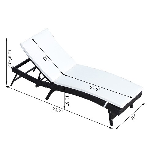 Outsunny Rattan chaise lounge Coffee with Cushion