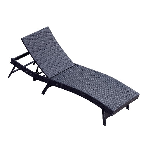 Outsunny Rattan chaise lounge Coffee with Cushion