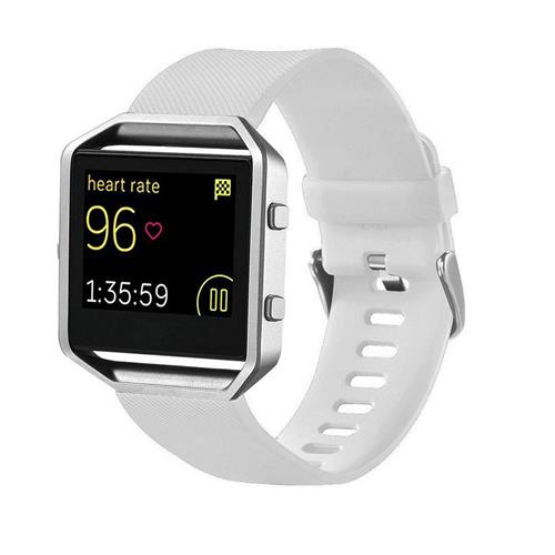 StrapsCo Silicone Replacement Strap for Fitbit Blaze in White Long Length