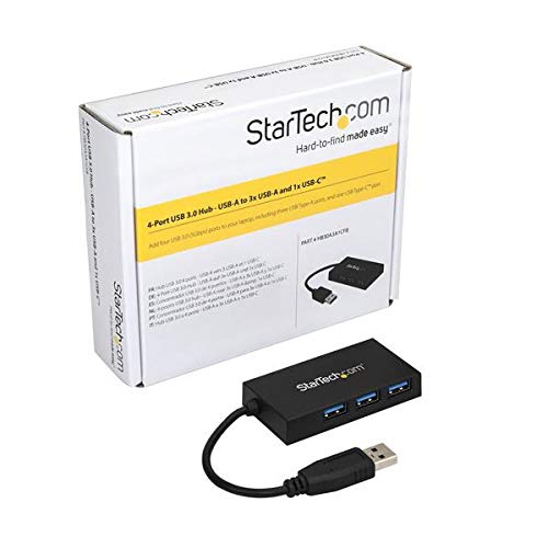 StarTech.com 4 Port USB Hub - USB 3.0 - USB A to 3x USB A and 1x USB C - USB Port Expander