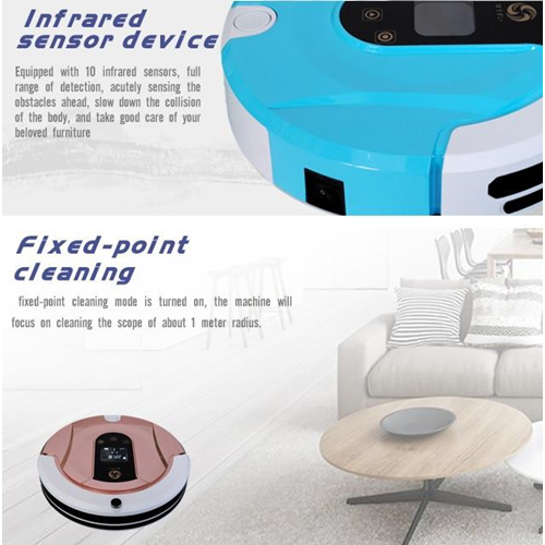 FengRui FR-810 AI Cleaning Robot with Vacuum & Wet Mop Dry Wipe Function and Remote - Blue Colour