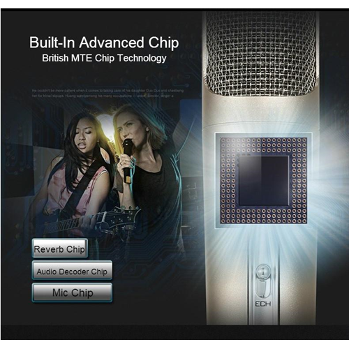 100% Genuine Tuxun K068 Portable Karaoke Wireless Bluetooth Microphone Speaker - Gold