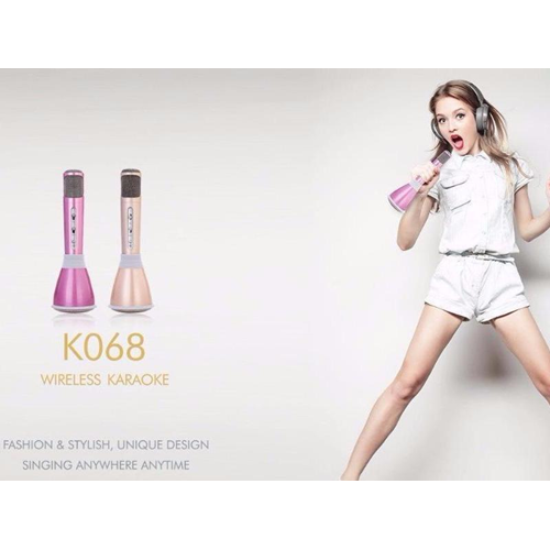 100% Genuine Tuxun K068 Portable Karaoke Wireless Bluetooth Microphone Speaker - Rose