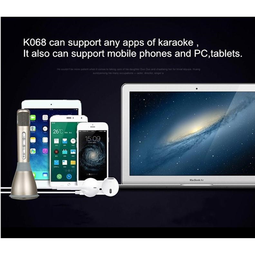 100% Genuine Tuxun K068 Portable Karaoke Wireless Bluetooth Microphone Speaker - Rose