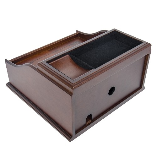 Arolly Universal Charging Station Organizer Valet Mahogany Wood Finish for Smartphones iPhone iPod Samsung & others with Lock