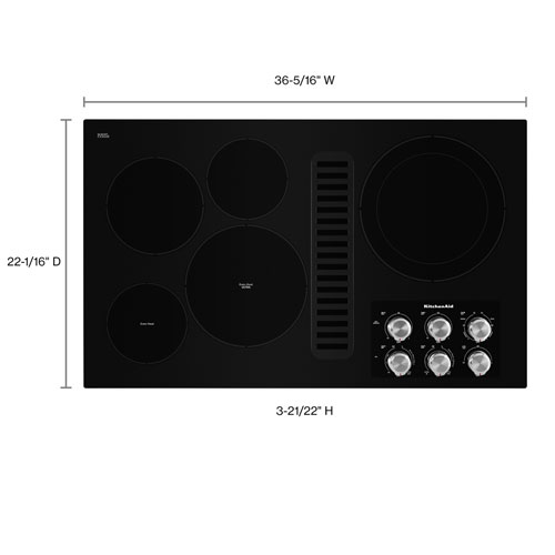 Surface de cuisson électrique lisse de 36 po à 5 éléments de KitchenAid - Noir
