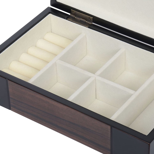 BELA Dark Wood Valet Travel Case Jewelry Organizer Storage Box Dimensions 10 x 6 x 3 inch