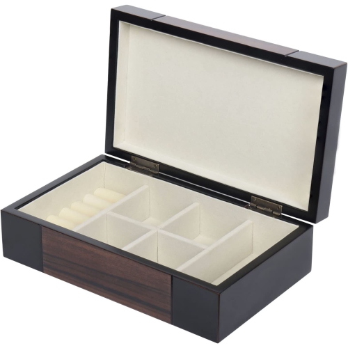 BELA Dark Wood Valet Travel Case Jewelry Organizer Storage Box Dimensions 10 x 6 x 3 inch