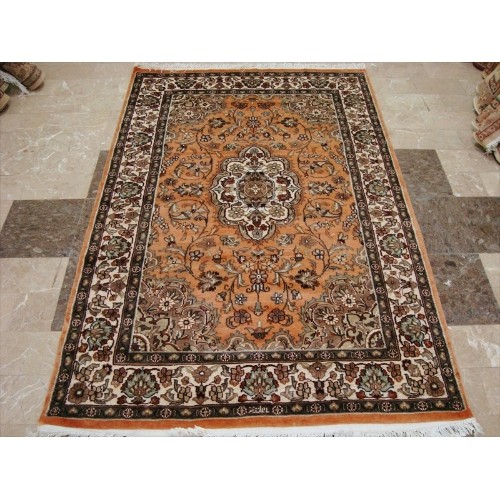 AHMEDANI  Floral Medallion Exclusive Designed Oriental Area Rugs Wool Silk Hand Knotted Carpet (6 X 4)'