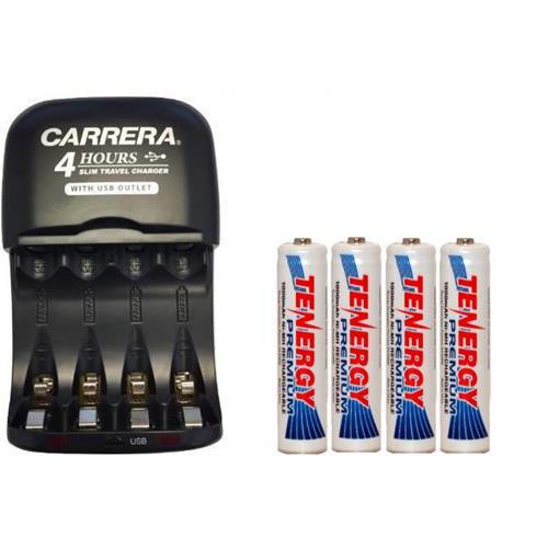 TENERGY  Aa / Aaa Nimh Smart Slim Travel Charger With USB Plug & 4-Pack Aaa Nimh 1000 Mah Batteries