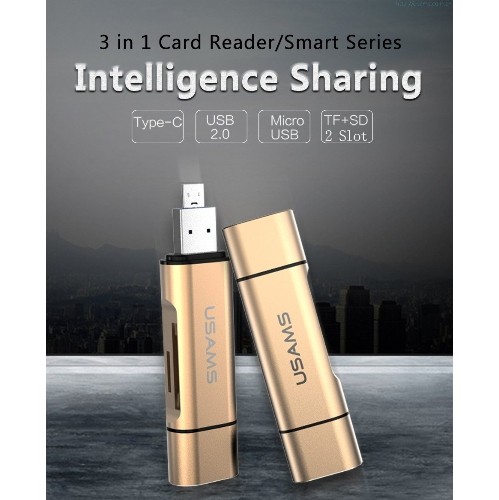 USAMS multi-function 3-in-1 Card Reader OTG Support