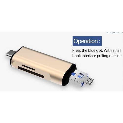 USAMS multi-function 3-in-1 Card Reader OTG Support