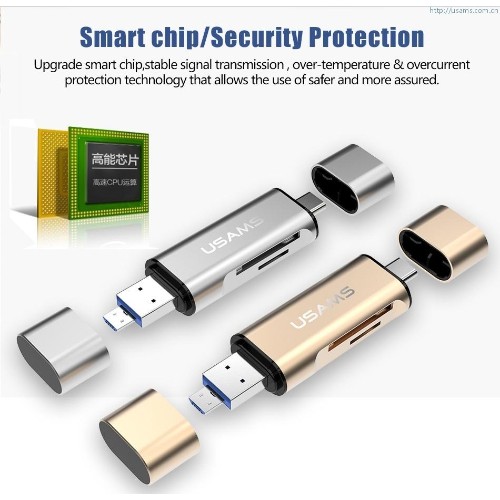USAMS multi-function 3-in-1 Card Reader OTG Support
