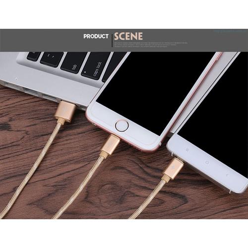 USAMS U-Knit Series Lightning & Micro USB 2in1 Braided Cable - Silver Colour