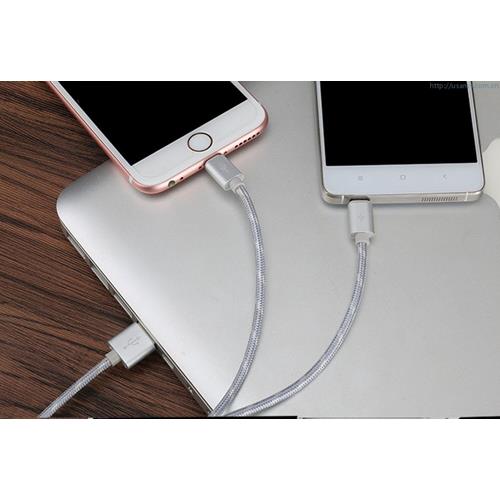 USAMS U-Knit Series Lightning & Micro USB 2in1 Braided Cable - Silver Colour