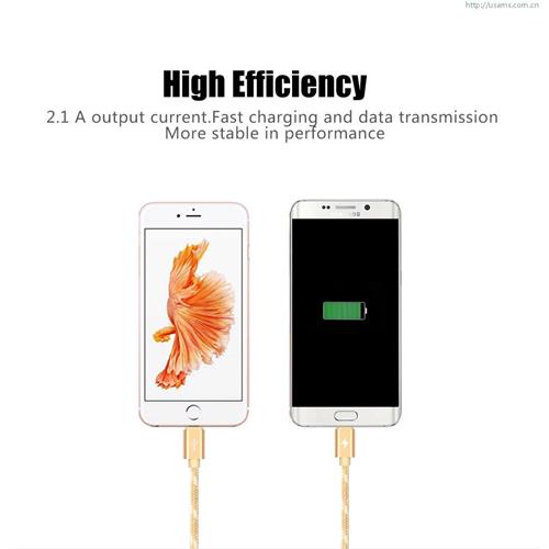 USAMS U-Knit Series Lightning & Micro USB 2in1 Braided Cable - Silver Colour