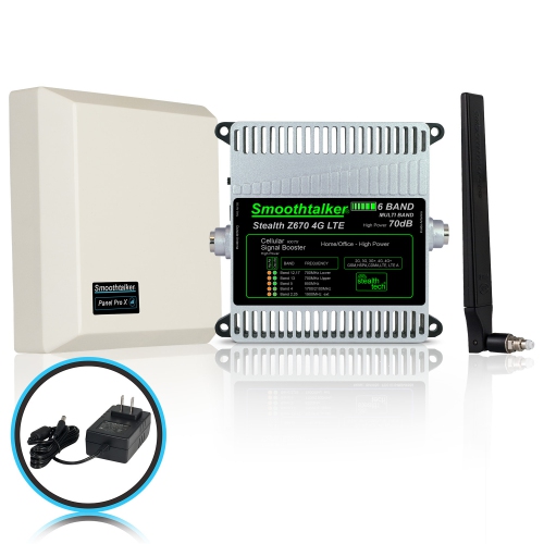 Smoothtalker Stealth Z6 70dB 4G LTE 5G Ready High Power 6 Band Building Cell Phone Signal Booster Kit.