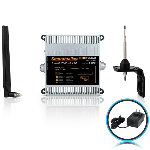 Smoothtalker Stealth Z6 65dB 4G/5G Ready High Power 6 Band Cell Phone Signal Building Booster Kit. Covers up to 5,000 sq. ft.