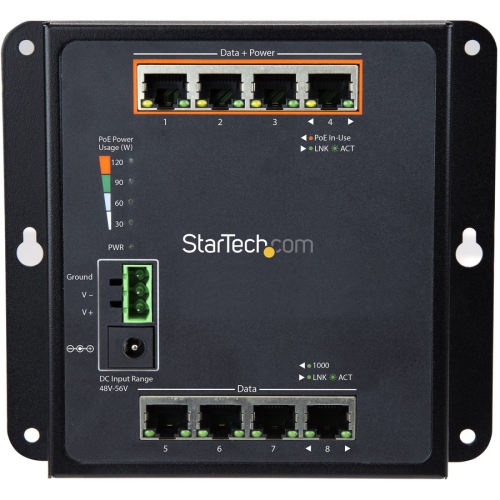 StarTech.com 8-Port Gigabit Ethernet Switch - Managed - Wall Mount with Front Access (IES81GPOEW)