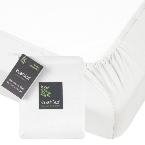 KUSHIES  Organic Jersey Crib Fitted Sheet In White