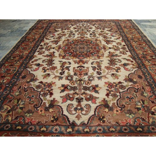 AHMEDANI  Guleaina Flowral Classic Designed Area Rug Hand Knotted Wool Silk Carpet (6 X 4)'