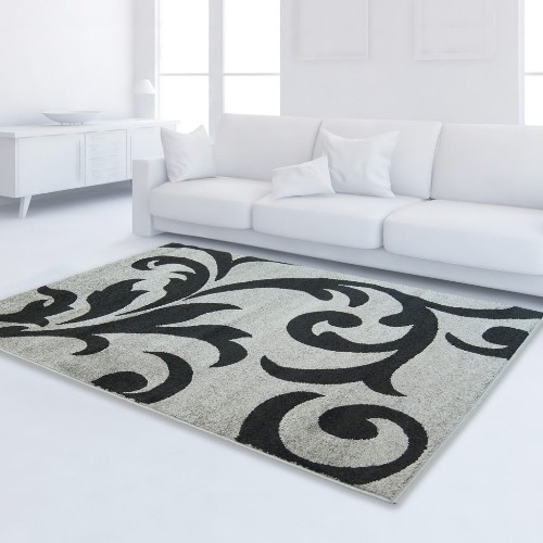 LA Dole Grey 3'9" x 5'5" Area Rug - Grey/Black