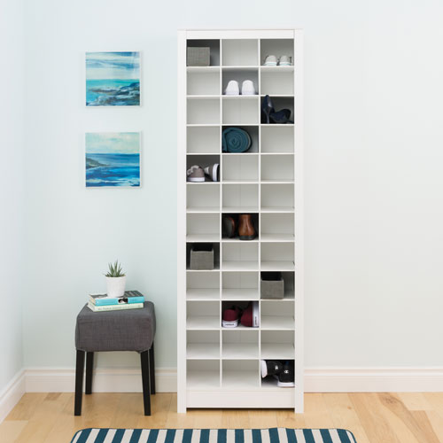 36-cubby shoe storage cabinet - white : wall mounted coat racks