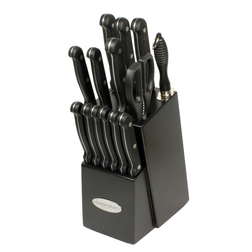 Oceanstar KS1194 Contemporary 15-Piece Knife Set with Block Elegant Black