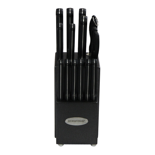 Oceanstar KS1194 Contemporary 15-Piece Knife Set with Block Elegant Black