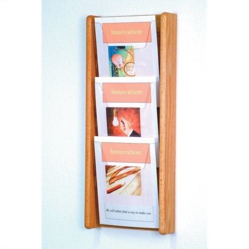 WOODEN MALLET  3 Pocket Acrylic And Oak Wall Display In Light Oak