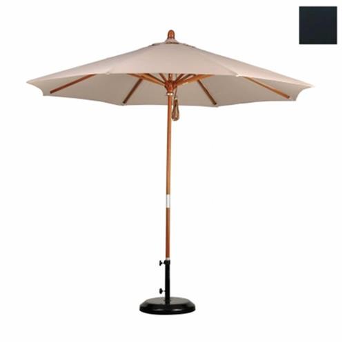 CALIFORNIA UMBRELLA  Mare908-Sa08 9 Ft. Wood Market Umbrella Pulley Open Marenti Wood-Pacifica-Black