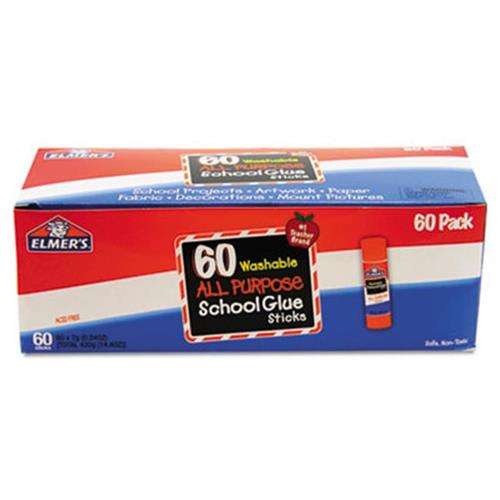 Elmers E501 Washable All Purpose School Glue Sticks Clear 60-Box