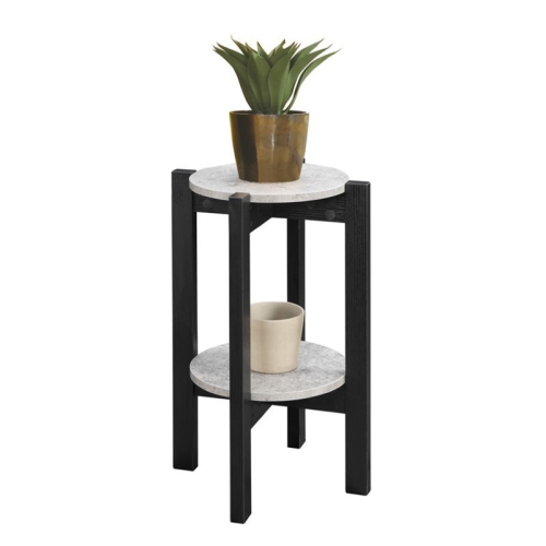 Convenience Concepts Newport Medium Plant Stand in Black Wood Finish