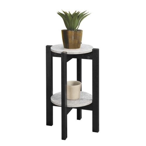 Convenience Concepts Newport Medium Plant Stand in Black Wood Finish
