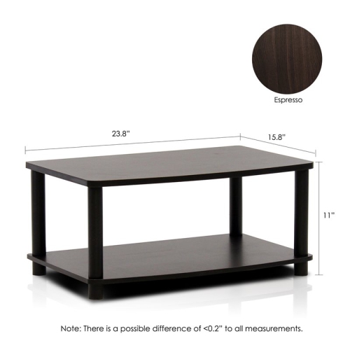 Furinno Turn-N-Tube No Tools 2-Tier Elevated TV Stands Espresso & Black - 11 x 23.8 x 15.8 in.