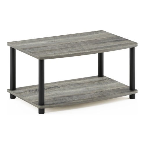 Furinno Turn-N-Tube No Tools 2-Tier Elevated TV Stands Oak Grey & Black - 11 x 23.8 x 15.8 in.
